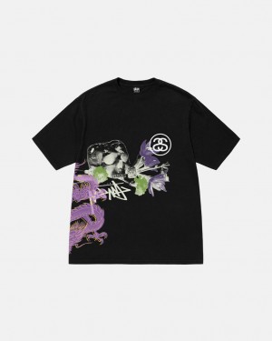 Men's Stussy Strike Pigment Dyed Tees Black Ireland | SSF-7267