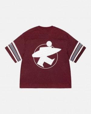 Men's Stussy Surfman Mesh Football Jersey Tops Burgundy Ireland | NDM-4563