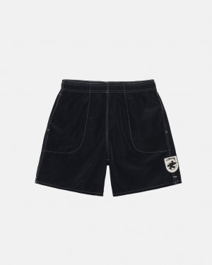 Men's Stussy Surfman Patch Water Short Swimwear Black Ireland | YGR-2854