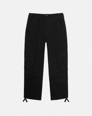 Men's Stussy Surplus Cargo Ripstop Pants Black Ireland | IYI-0297