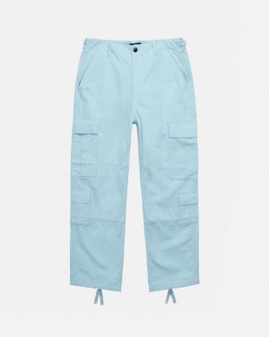 Men's Stussy Surplus Cargo Ripstop Pants Light Blue Ireland | UAK-7236