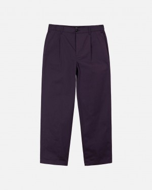 Men's Stussy Twill Volume Pleated Trouser Pants Purple Ireland | RBZ-5584