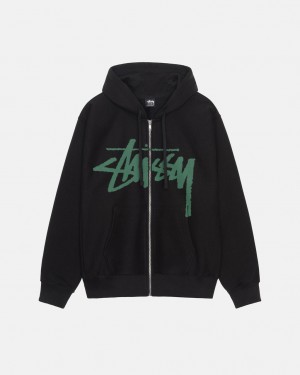 Men's Stussy Venus Zip Hood Sweatshirts Black Ireland | YKD-2766