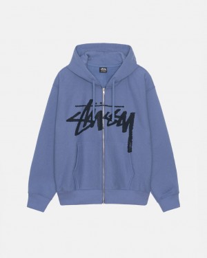 Men's Stussy Venus Zip Hood Sweatshirts Royal Blue Ireland | JMQ-6553