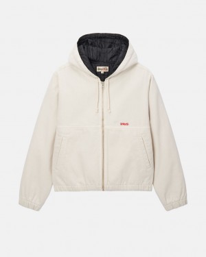 Men's Stussy Work Jacket Insulated Canvas Jackets Beige Ireland | QUA-1876