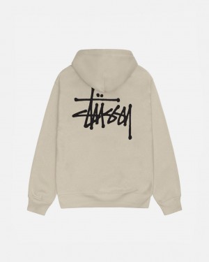 Women's Stussy Basic Stussy Hood Sweatshirts Khaki Ireland | OOZ-9614