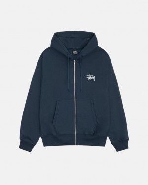 Women's Stussy Basic Stussy Zip Hoodie Navy Ireland | RXY-8923