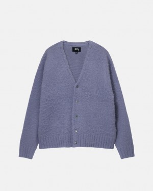 Women's Stussy Brushed Cardigan Sweaters Purple Ireland | LSG-8901