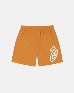 Women's Stussy Curly S Water Short Swimwear Orange Ireland | KYN-1549