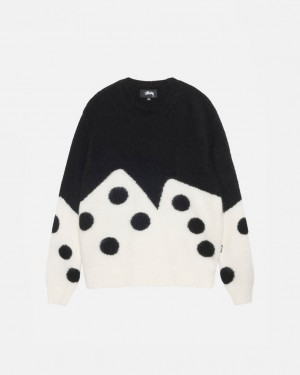 Women's Stussy Dice Fuzzy Crew Sweaters Black Ireland | VUO-8047