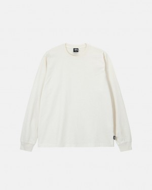 Women's Stussy Heavyweight Pigment Dyed Ls Crew Tops Beige Ireland | WQQ-8485