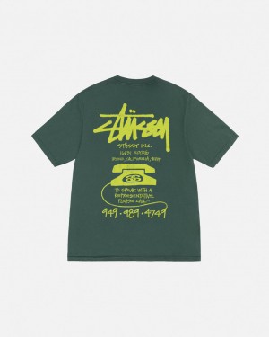 Women's Stussy Old Phone Tee Pigment Dyed Tees Green Ireland | QHN-6389