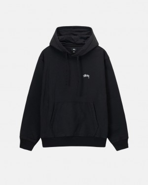 Women's Stussy Overdyed Stock Logo Hoodie Black Ireland | AGW-7243