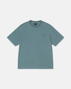 Women's Stussy Pig. Dyed Inside Out Crew Tees Turquoise Ireland | WXY-0216