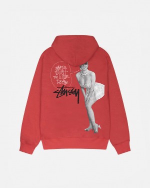 Women's Stussy Skate Tough Hoodie Red Ireland | XTI-4091