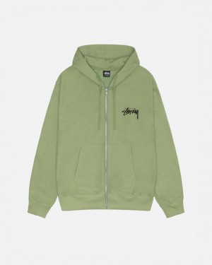 Women's Stussy Skate Tough Zip Hoodie Green Ireland | BEZ-7783