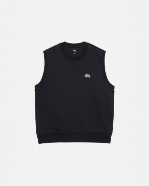 Women's Stussy Stock Fleece Vest Sweatshirts Black Ireland | XSL-3494