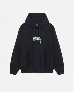 Women's Stussy Stock Logo Applique Hoodie Black Ireland | BSB-7248