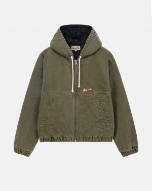 Women's Stussy Work Jacket Insulated Canvas Jackets Olive Ireland | MDJ-9744