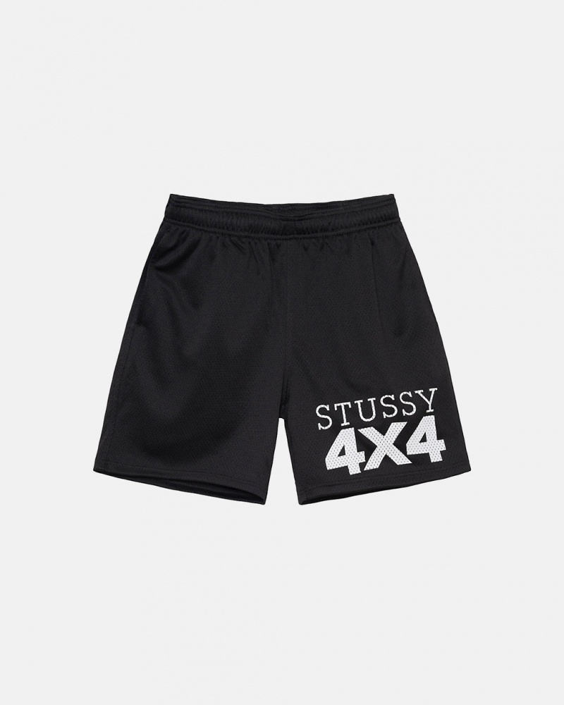 Men\'s Stussy 4X4 Mesh Shorts Black Ireland | SOJ-7848