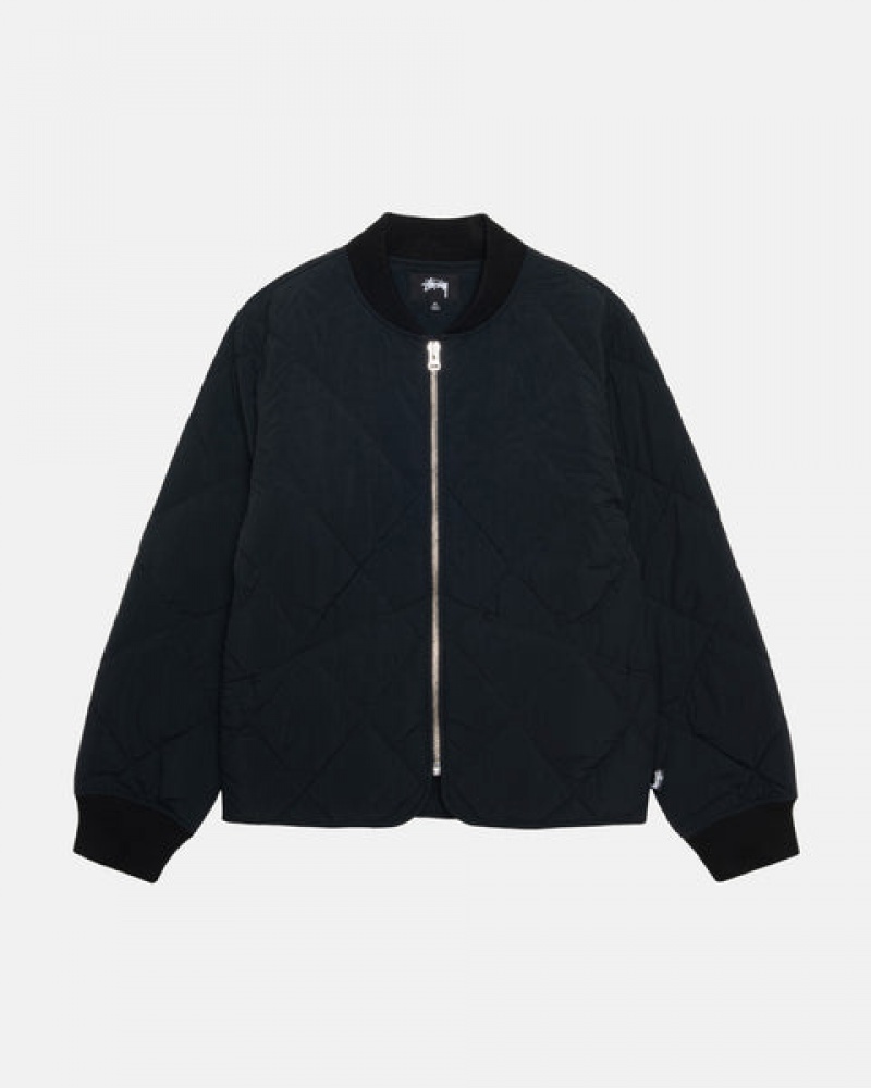 Men's Stussy 8 Ball Quilted Liner Jackets Black Ireland | VZR-7548