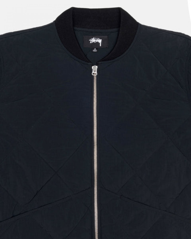 Men's Stussy 8 Ball Quilted Liner Jackets Black Ireland | VZR-7548