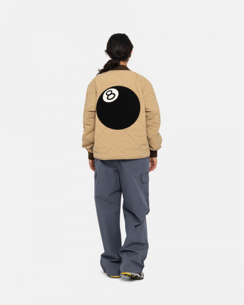 Men's Stussy 8 Ball Quilted Liner Jackets Brown Ireland | KXQ-7657