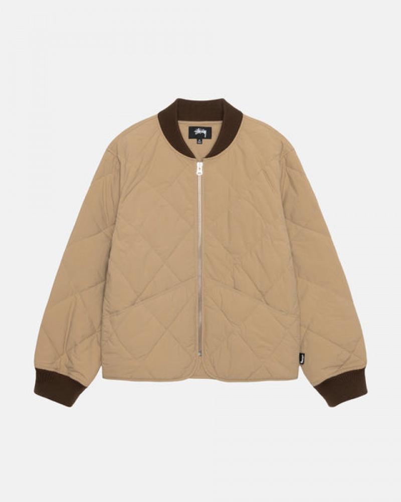 Men's Stussy 8 Ball Quilted Liner Jackets Brown Ireland | KXQ-7657