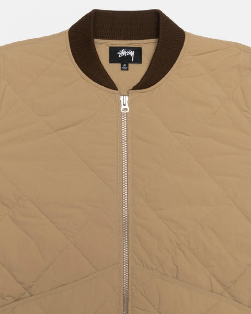 Men's Stussy 8 Ball Quilted Liner Jackets Brown Ireland | KXQ-7657