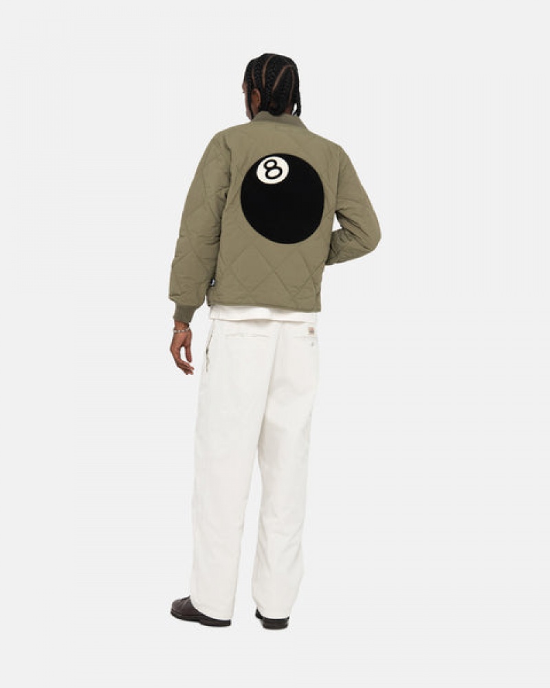 Men's Stussy 8 Ball Quilted Liner Jackets Olive Ireland | SCY-3532