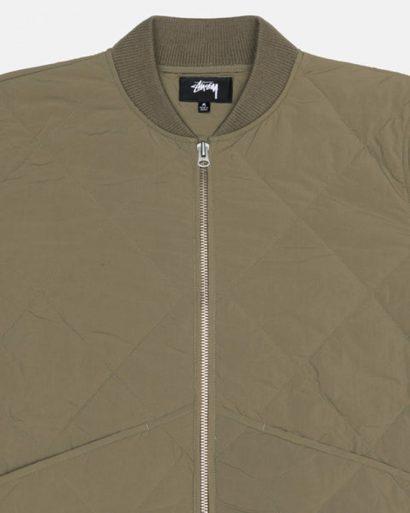 Men's Stussy 8 Ball Quilted Liner Jackets Olive Ireland | SCY-3532