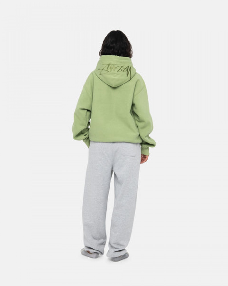 Men's Stussy Back Hood Applique Hood Sweatshirts Green Ireland | YKK-4625