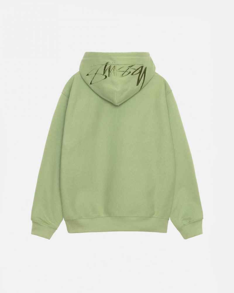 Men\'s Stussy Back Hood Applique Hood Sweatshirts Green Ireland | YKK-4625