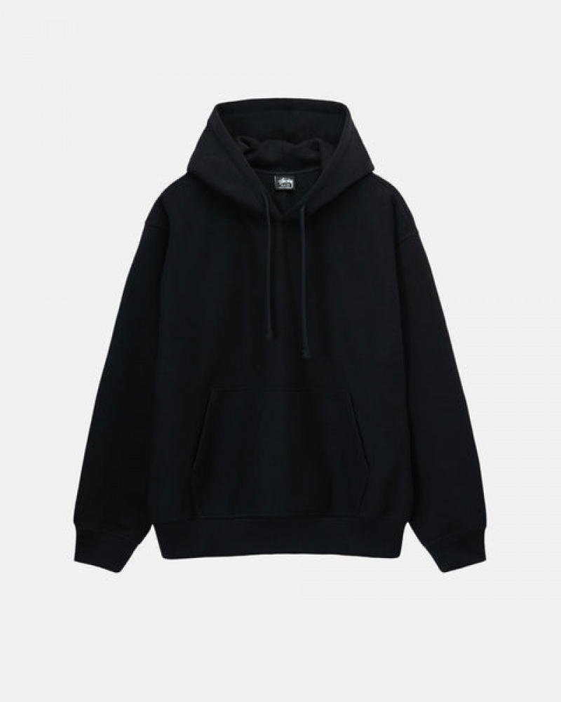 Men's Stussy Back Hood Applique Hoodie Black Ireland | EZJ-5236