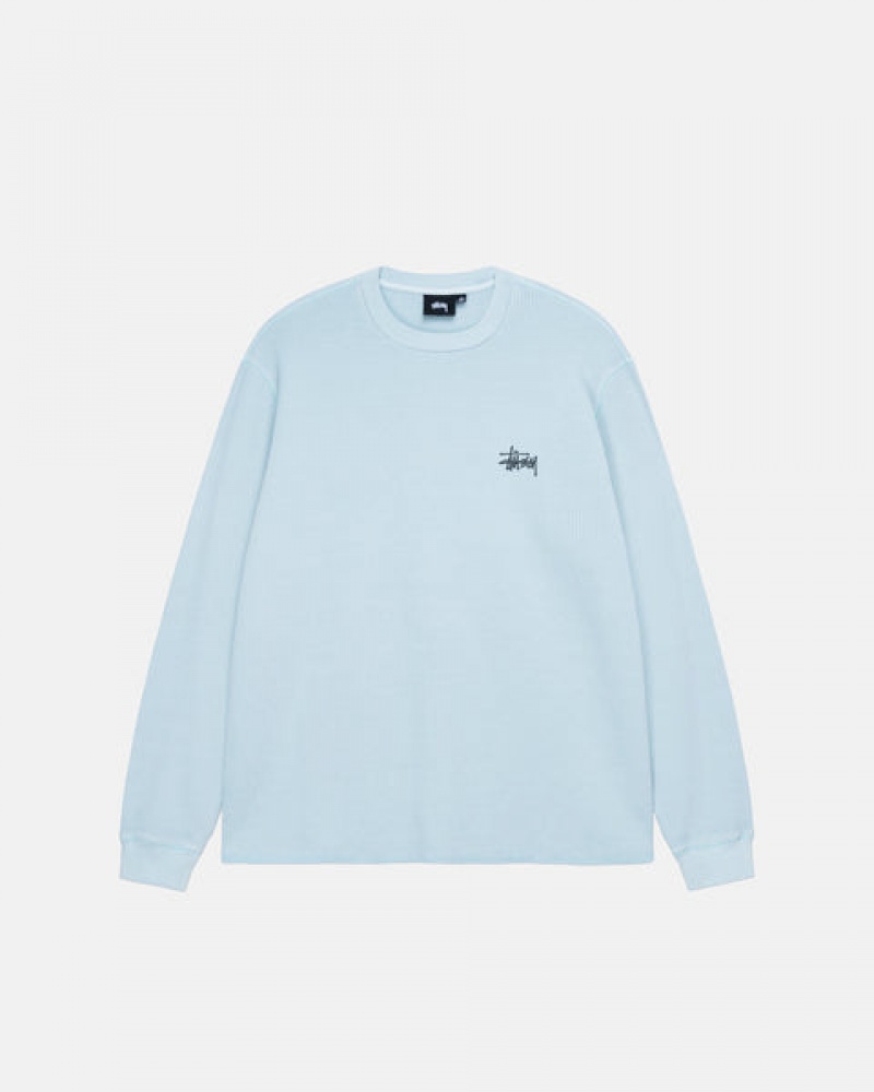 Men's Stussy Basic Stock Ls Thermal Tops Light Blue Ireland | ZZR-3316