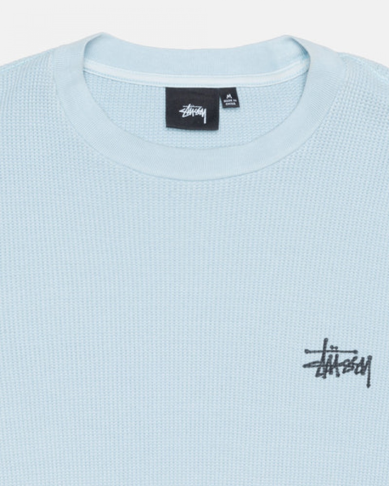 Men's Stussy Basic Stock Ls Thermal Tops Light Blue Ireland | ZZR-3316