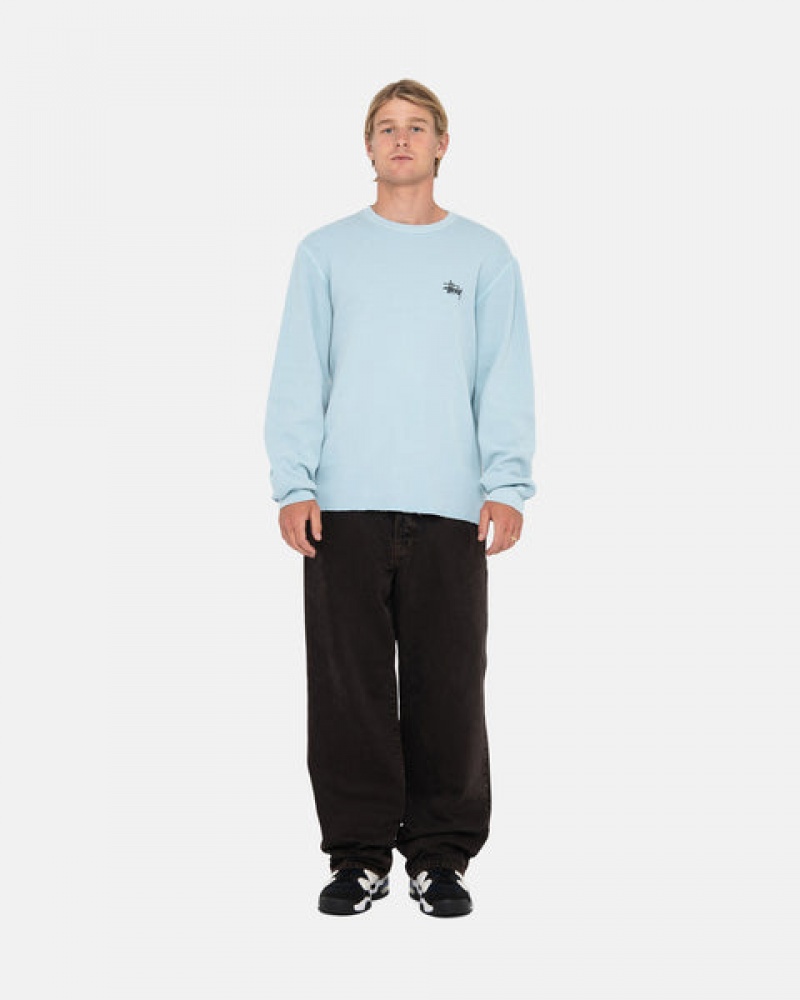 Men's Stussy Basic Stock Ls Thermal Tops Light Blue Ireland | ZZR-3316