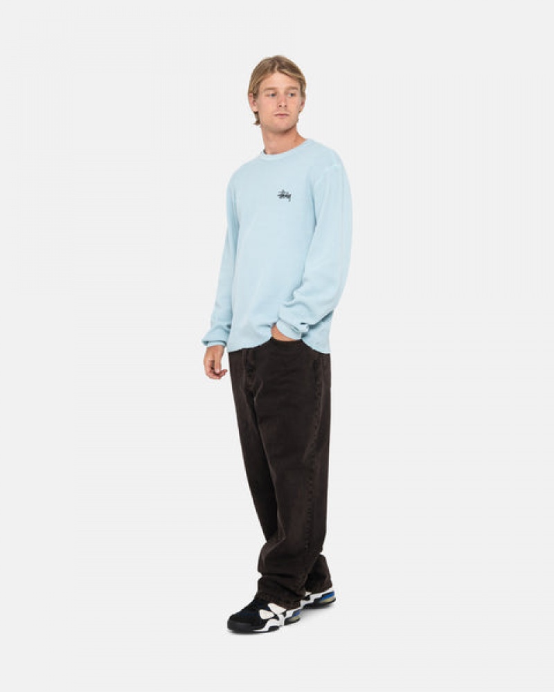 Men's Stussy Basic Stock Ls Thermal Tops Light Blue Ireland | ZZR-3316