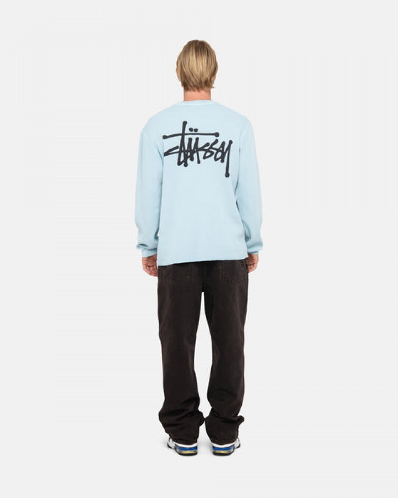 Men's Stussy Basic Stock Ls Thermal Tops Light Blue Ireland | ZZR-3316