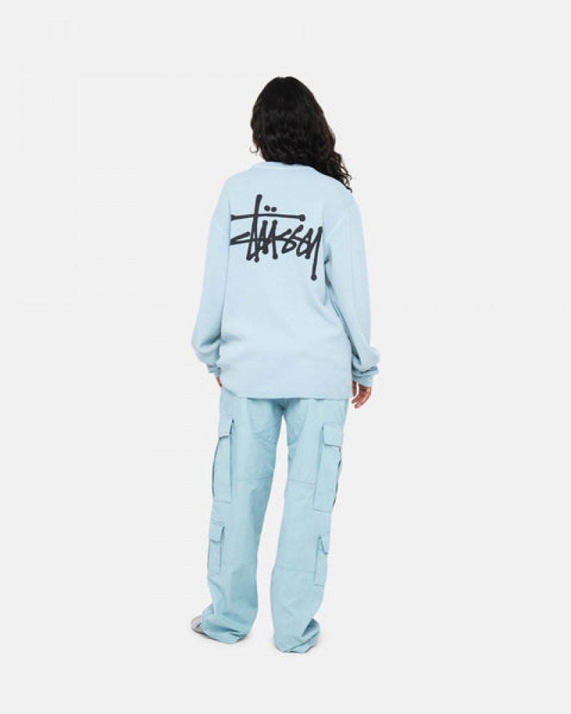 Men's Stussy Basic Stock Ls Thermal Tops Light Blue Ireland | ZZR-3316