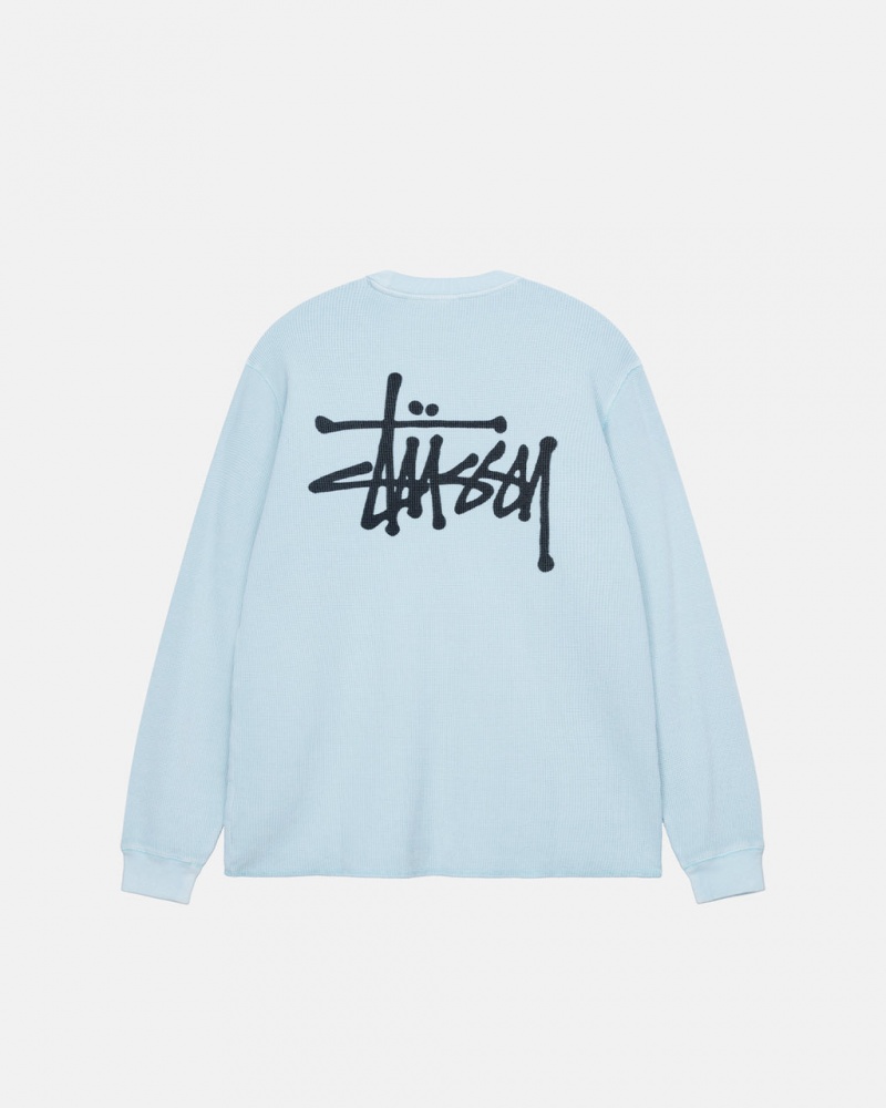 Men\'s Stussy Basic Stock Ls Thermal Tops Light Blue Ireland | ZZR-3316