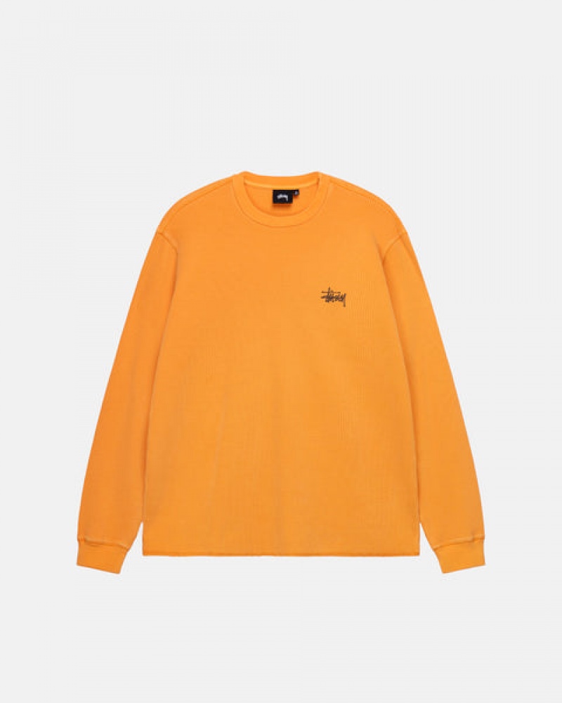 Men's Stussy Basic Stock Ls Thermal Tops Orange Ireland | TOM-1422