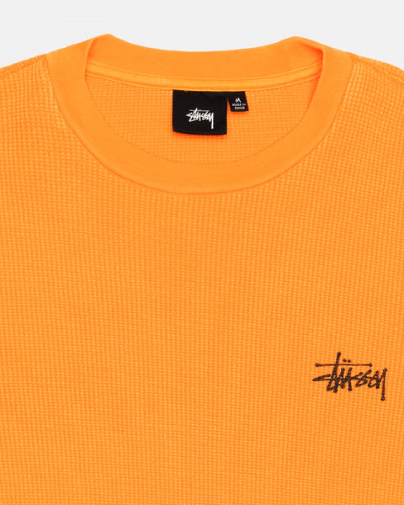 Men's Stussy Basic Stock Ls Thermal Tops Orange Ireland | TOM-1422