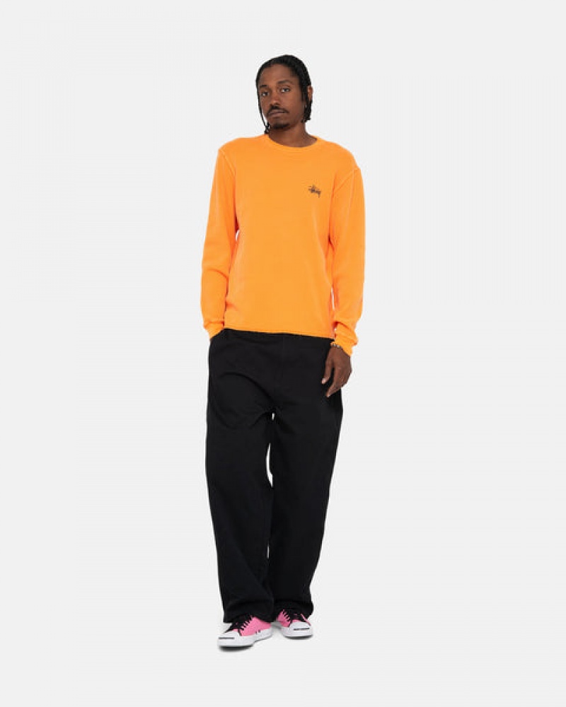 Men's Stussy Basic Stock Ls Thermal Tops Orange Ireland | TOM-1422