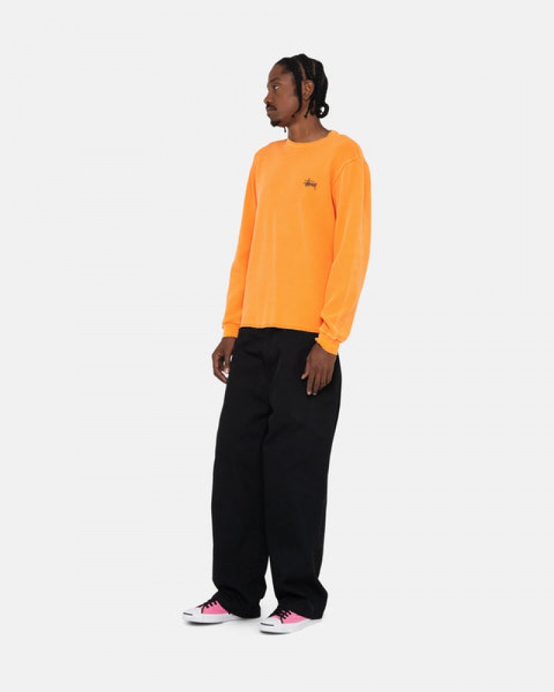 Men's Stussy Basic Stock Ls Thermal Tops Orange Ireland | TOM-1422