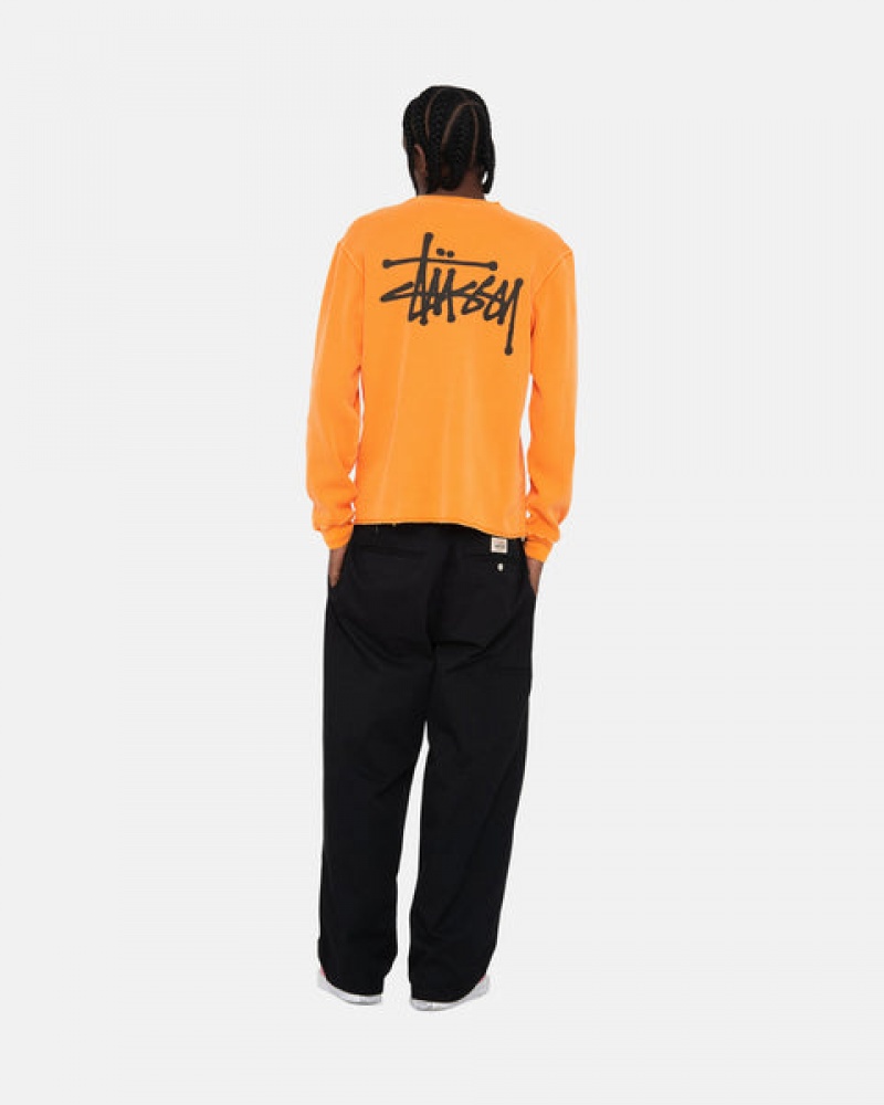 Men's Stussy Basic Stock Ls Thermal Tops Orange Ireland | TOM-1422