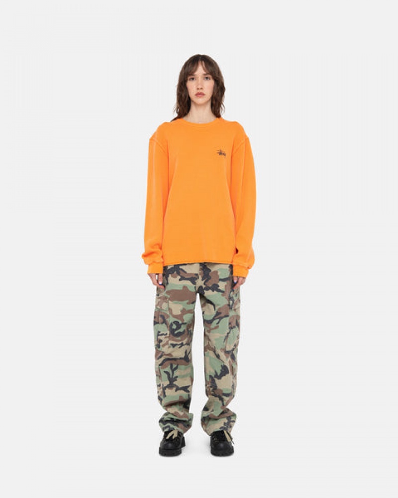 Men's Stussy Basic Stock Ls Thermal Tops Orange Ireland | TOM-1422