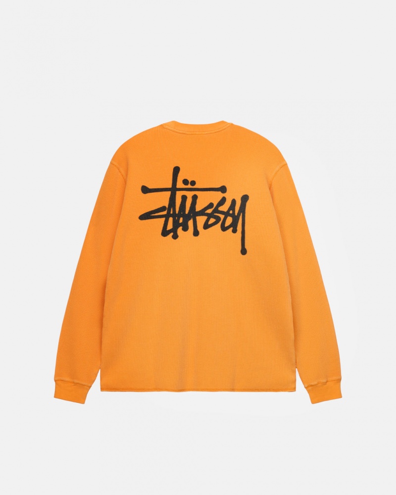 Men\'s Stussy Basic Stock Ls Thermal Tops Orange Ireland | TOM-1422