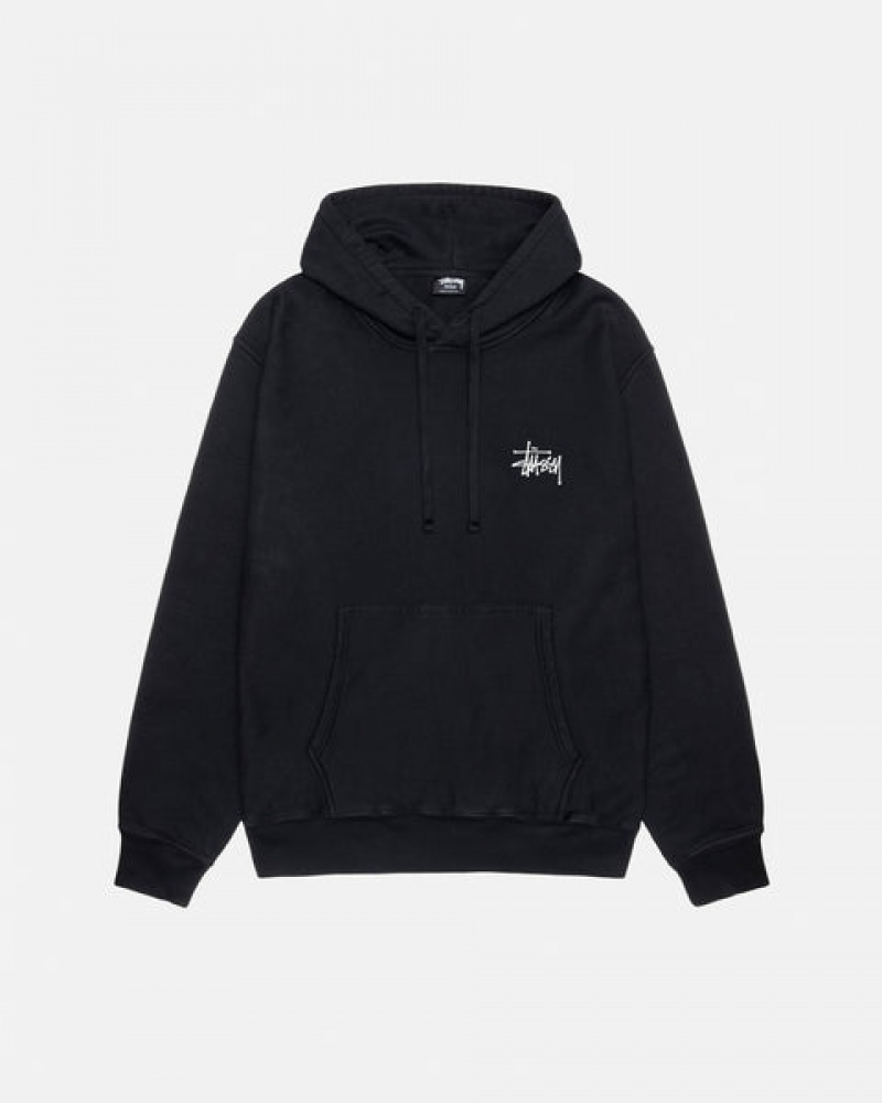 Men's Stussy Basic Stüssy Pigment Dyed Hoodie Black Ireland | RRC-4231