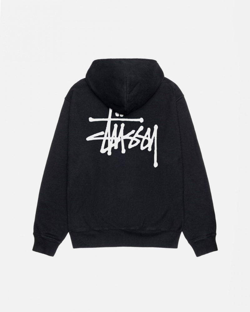 Men\'s Stussy Basic Stüssy Pigment Dyed Hoodie Black Ireland | RRC-4231